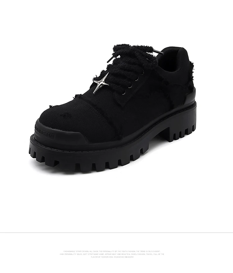 Zapatos de cuero para hombre, zapatos de plataforma de cuero genuino de talla grande, zapatos informales con plataforma 