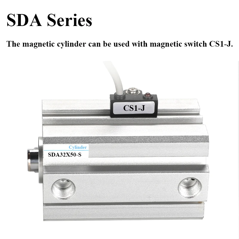 Air Cylinder SDA Series Pneumatic Compact Cylinder 12 16 20 25 32 40 50 63 80mm Bore to 5 10 15 20 25 30 35 40 45 50mm Stroke