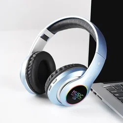Wireless Bluetooth Headphones with Microphone - On - Ear, Stereo Sound, Foldable, for Sports and Office Use (Blue)