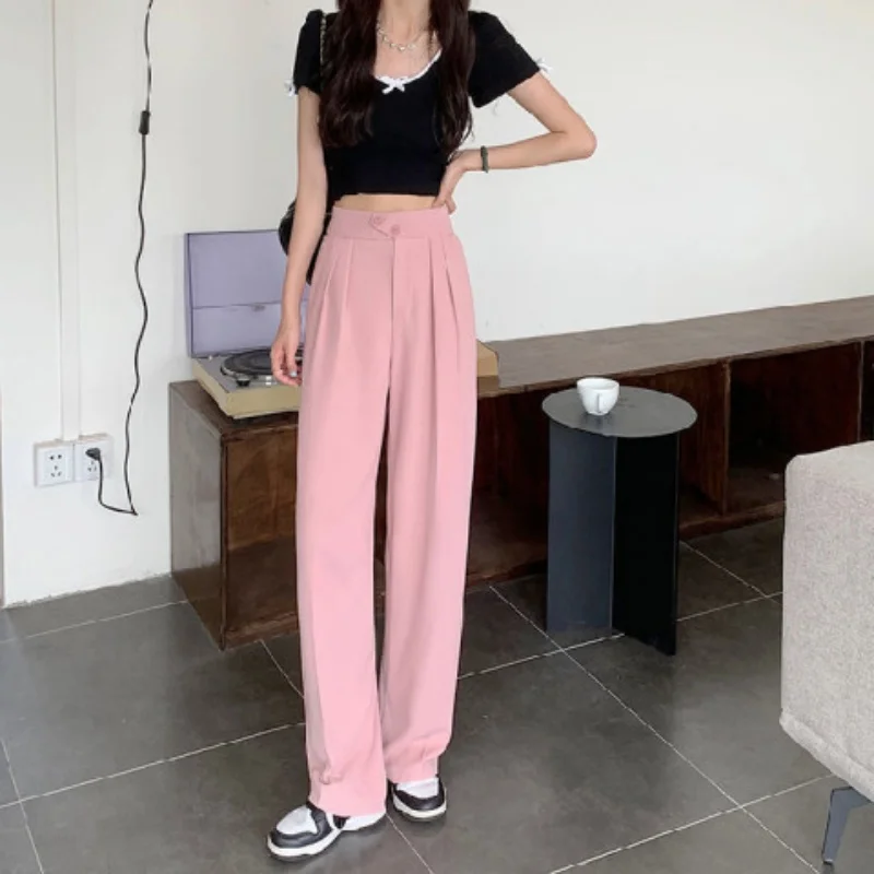 Spring Summer Women's Straight Suit Pant Wide Leg Trousers Loose Fitting Versatile Casual Floor Mop Pants