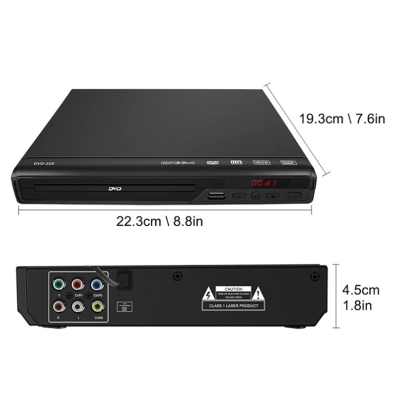 1080P Desktop DVD Media Player for TV Region AV Output USB Disc Players 2200W
