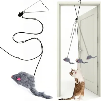 Cat Interactive Toy Simulation Mouse Hanging Door Retractable Cat Interactive Toy Scratch Rope Mouse Pet Supplies