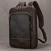 Vintage Men's Crazy Horse Leather Backpack genuine leather Retro Rucksack Large Classic Travel Backpack Big laptop computer bag 1