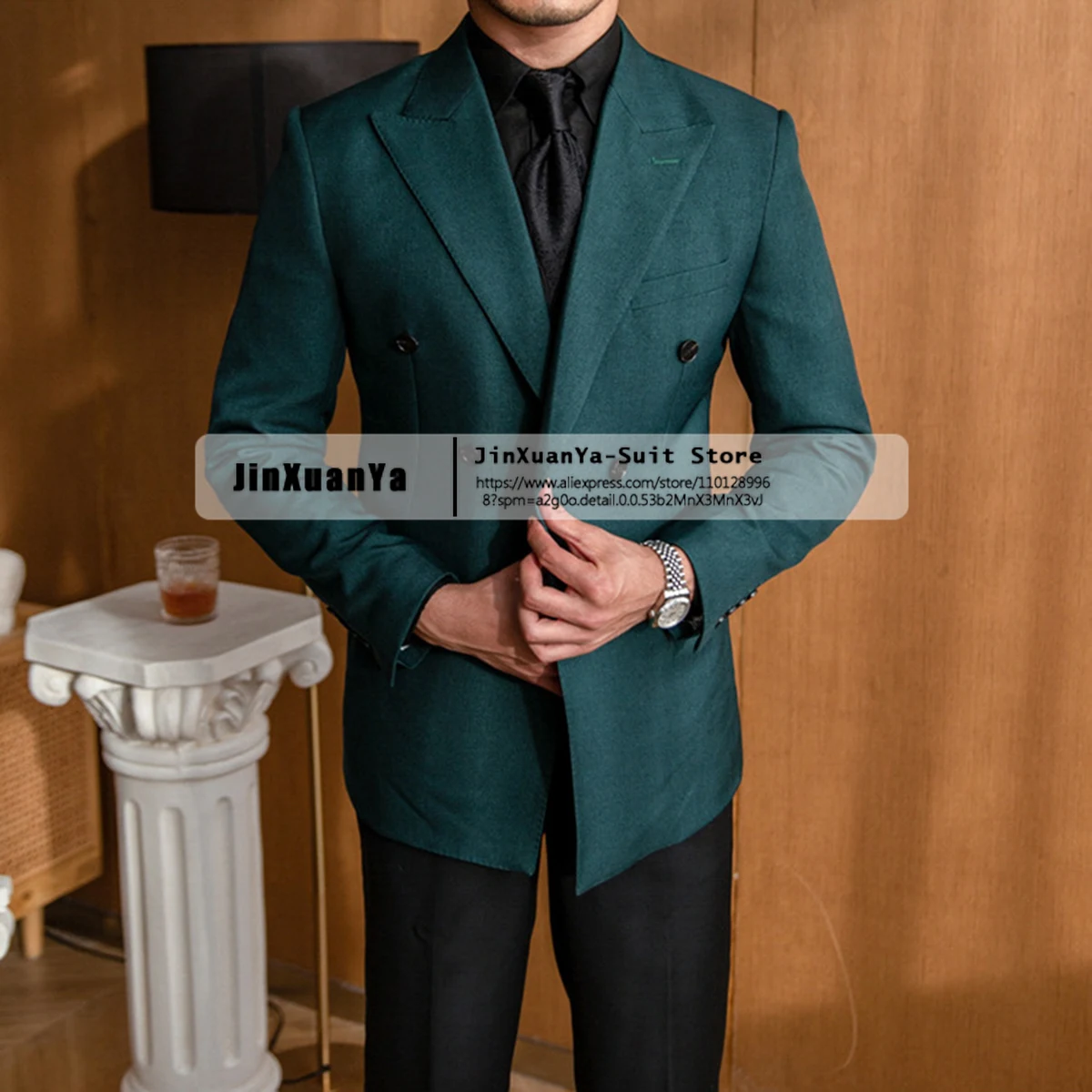 2024 Men's Blazer Tuxedos Leisure Suede Double Breasted Retro Suit Customs Self-cultivation Jackets for Wedding（Only Coat）