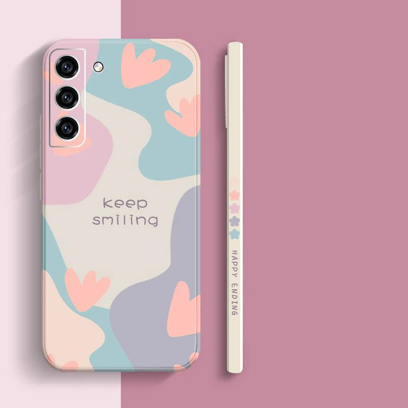 Whimsical Cartoon Floral Silicone Square Phone Case Cover