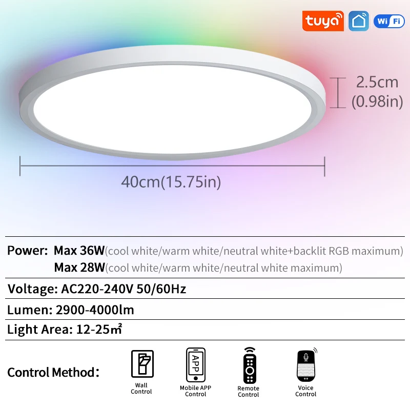 Smart WiFi LED Ceiling Lamp 36W Voice Control Alexa Sbd6aa6d5d096459683f80939d7b955109