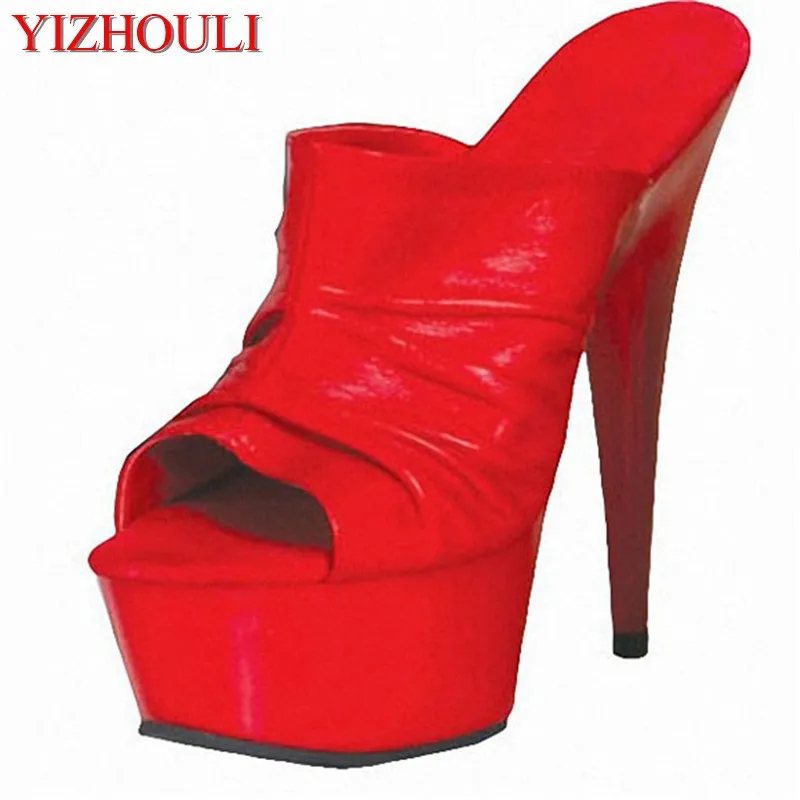 

6 inch ruffled vamp detail seductive sexy thin heel stage 15 cm banquet high heel catwalk dance shoes