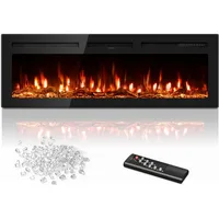 Electric Fireplace in-Wall Recessed and Wall Mounted with Remote Control, 1500/750W Fireplace Heater 1