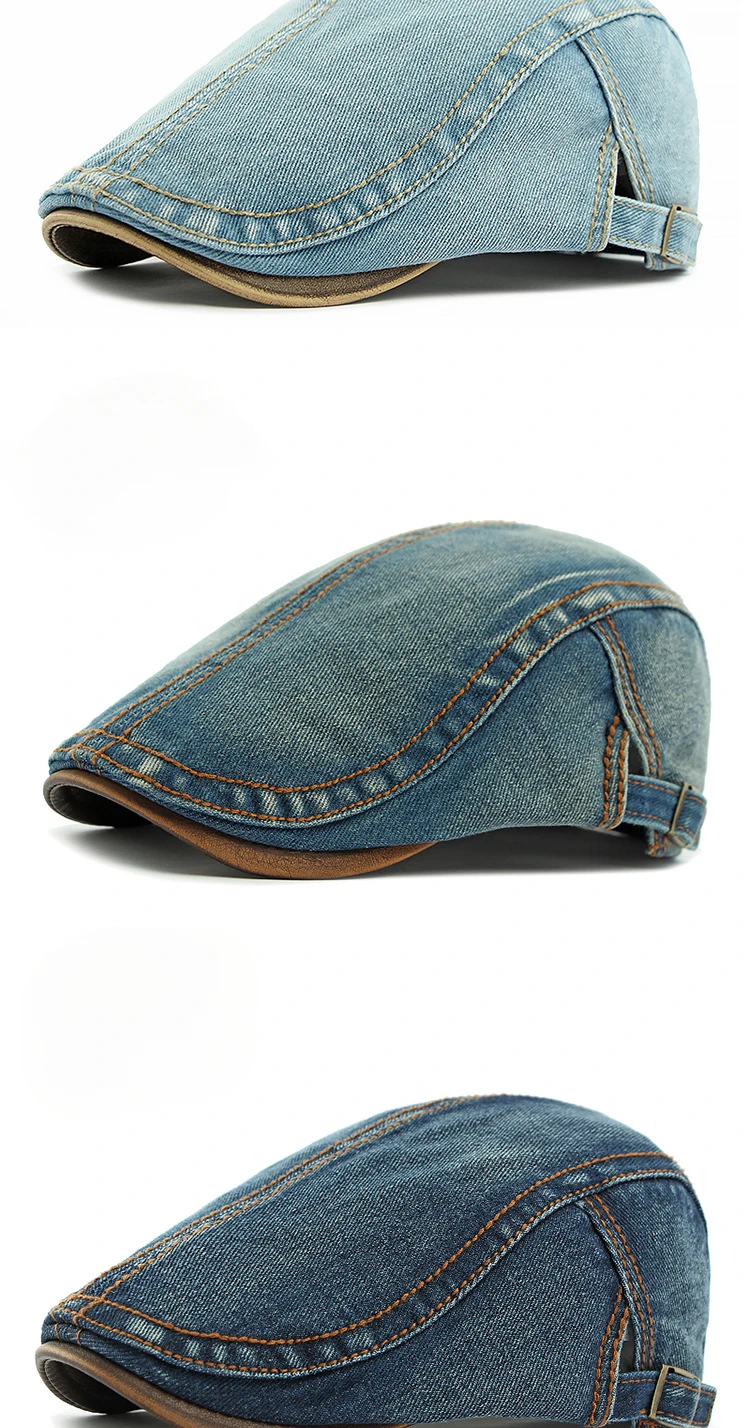 2025 Frühling Neue Gewaschene Denim-Mütze Herren-Baskenmütze Britische Retro-Kappe Damen-Freizeitmütze – Detail 14