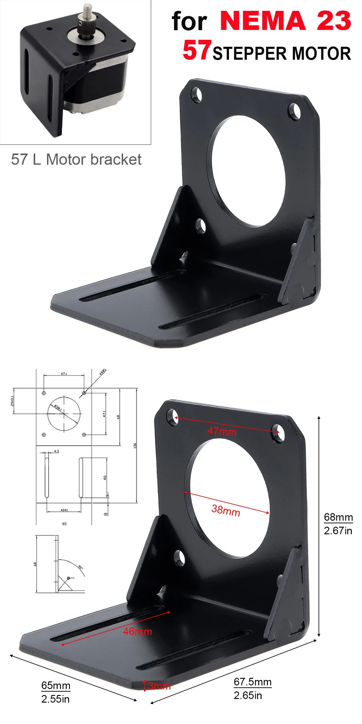 Nema 17 Stepper Motor Bracket 1pcs 42 Mounting L Bracket Fixed Mounts Seat For Cnc 3d Printer