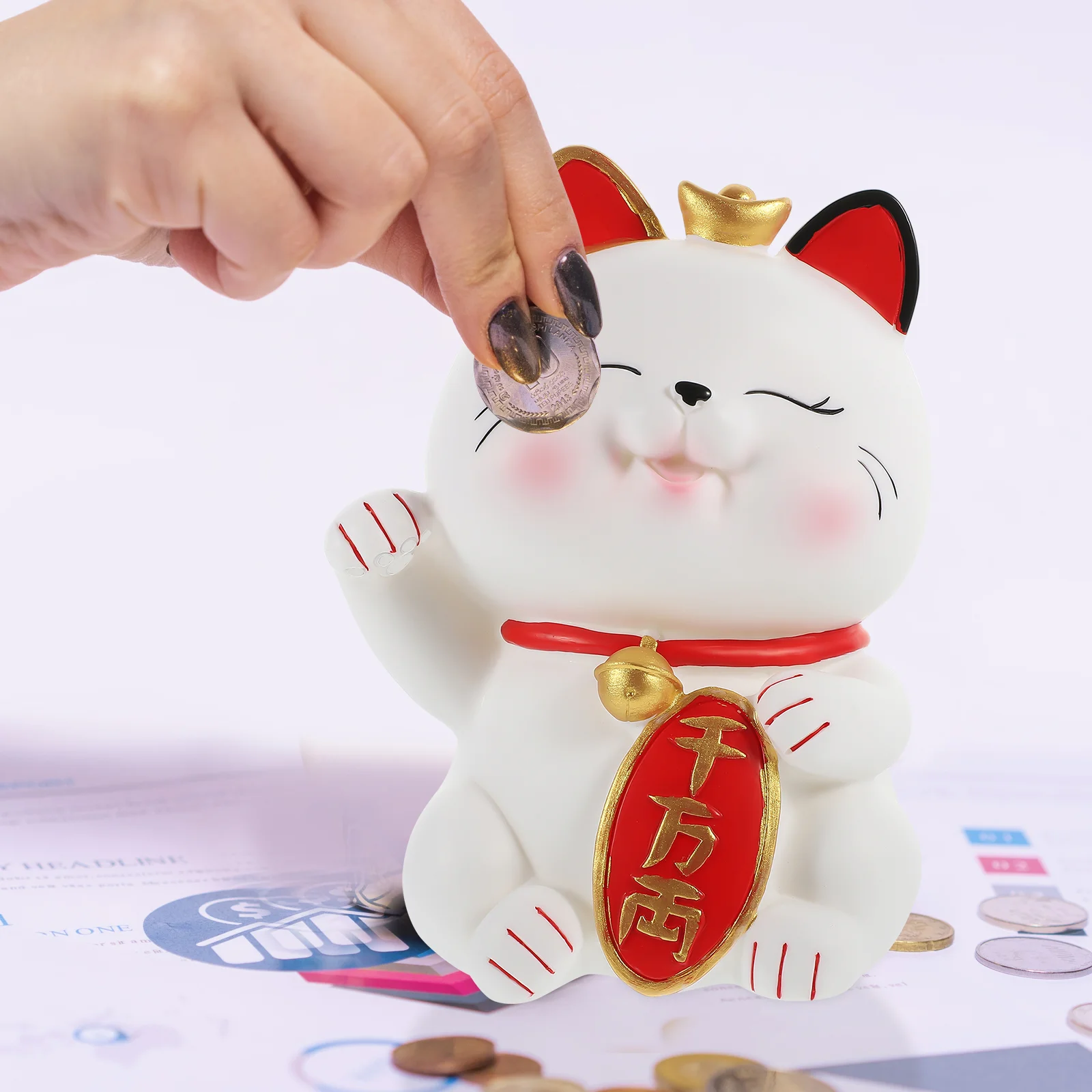 Animal Lucky Cat Piggy Bank Kids Girls Money Aesthetic Room Decor Fortune Cat-shaped 3