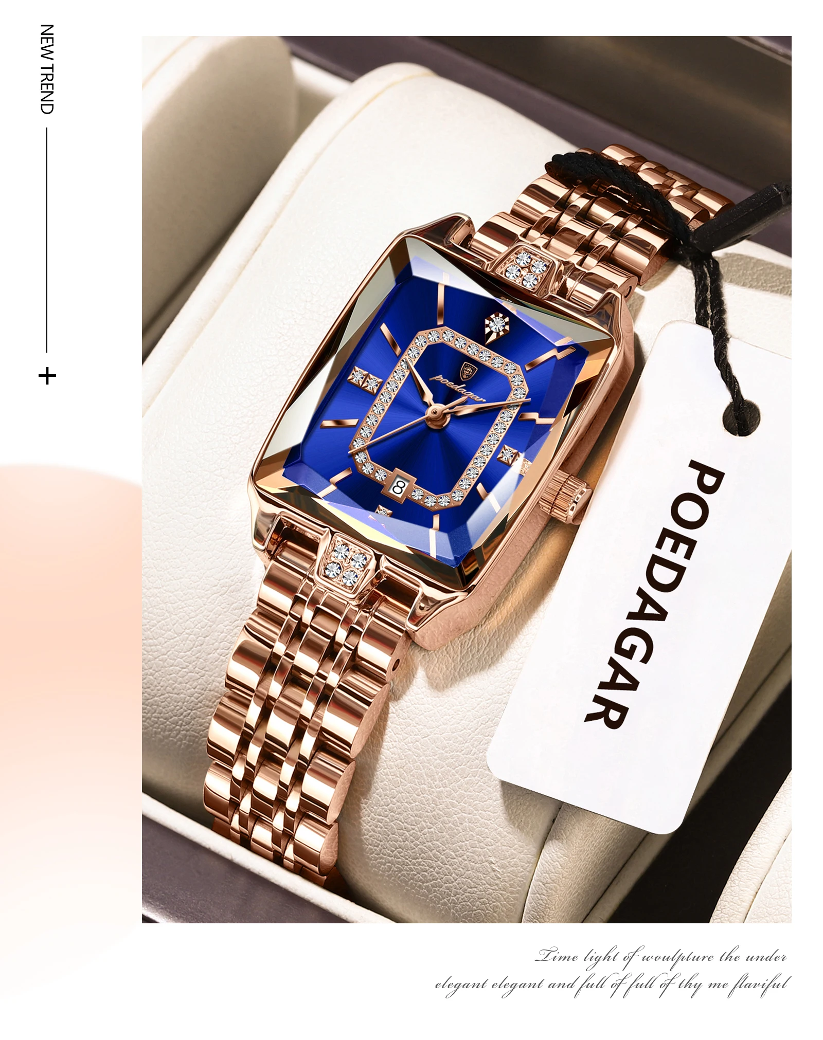 POEDAGAR Luxury Casual Ladies Watch Stainless Steel Waterproof Date Fashion Woman Wristwatch High Quality Quartz Women's Watches