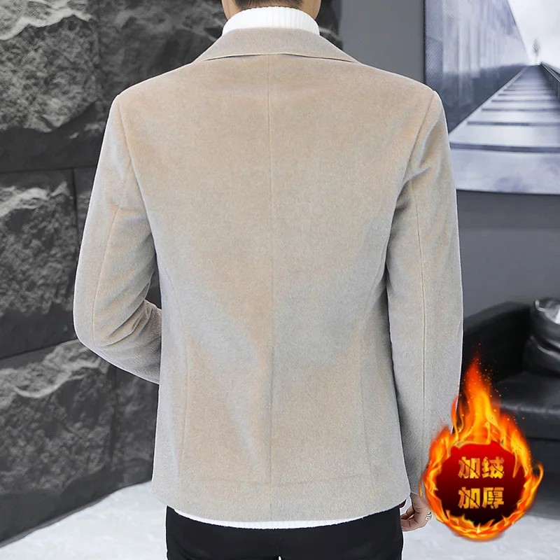 ARC Blazer Autumn/Winter Golden Sable Velvet and Cotton Thickened Thermal Small Suit Fashion Business Men's Slim Blazer