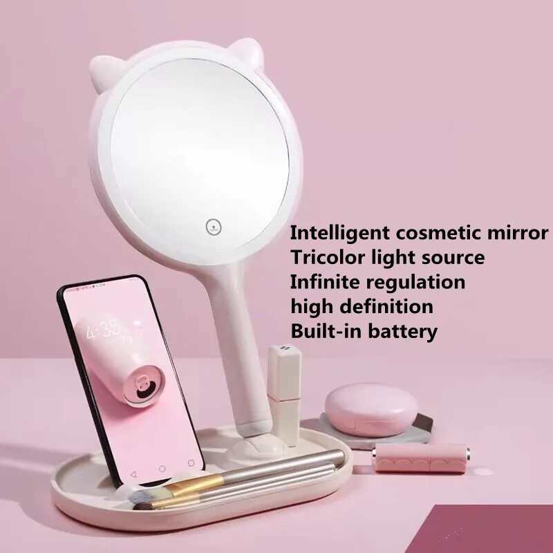 

Free Ship New Cosmetic Mirror Desktop With LED Lamp Fill Light Beauty Mirror Dormitory Desktop Folding Portable Cosmetic Mirror