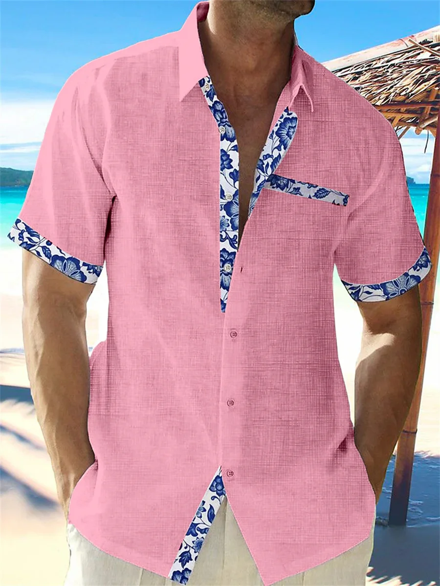 lcziwo Chemise de Plage pour Hommes Manches Courtes Imprimé Tropical Été Champignon Chemise Hawaïenne Décontractée Boutonnée Aloha Fête avec Poche 2024 Violet XXXXL