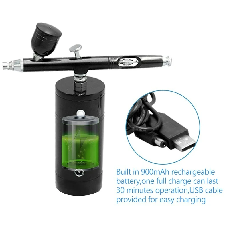 New USB Rechargeable Airbrush Kit Airbrush Compressor Spray Pump Dual Action Handheld Airbrush
