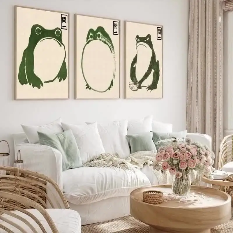 Japan Hajime Matsumoto Green Frog Wall Art Retro Trendy Ukiyo-e