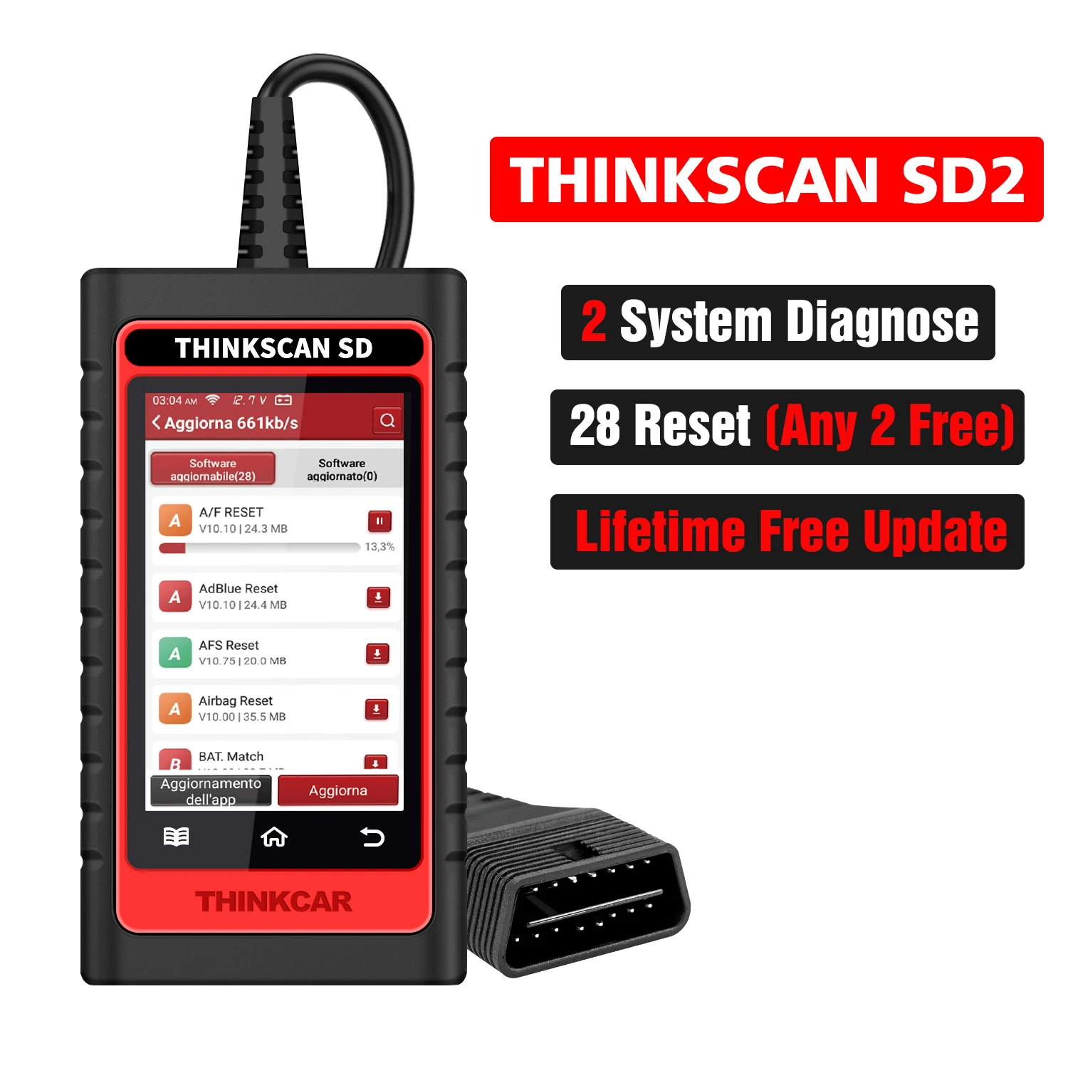 ThinkCar ThinkScan SD6 OBD2 Automotive Scanner Multi System Scan ABS SAS DPF A/F 28 Reset Professional Auto Car Diagnostic Tool auto inspection equipment Code Readers & Scanning Tools