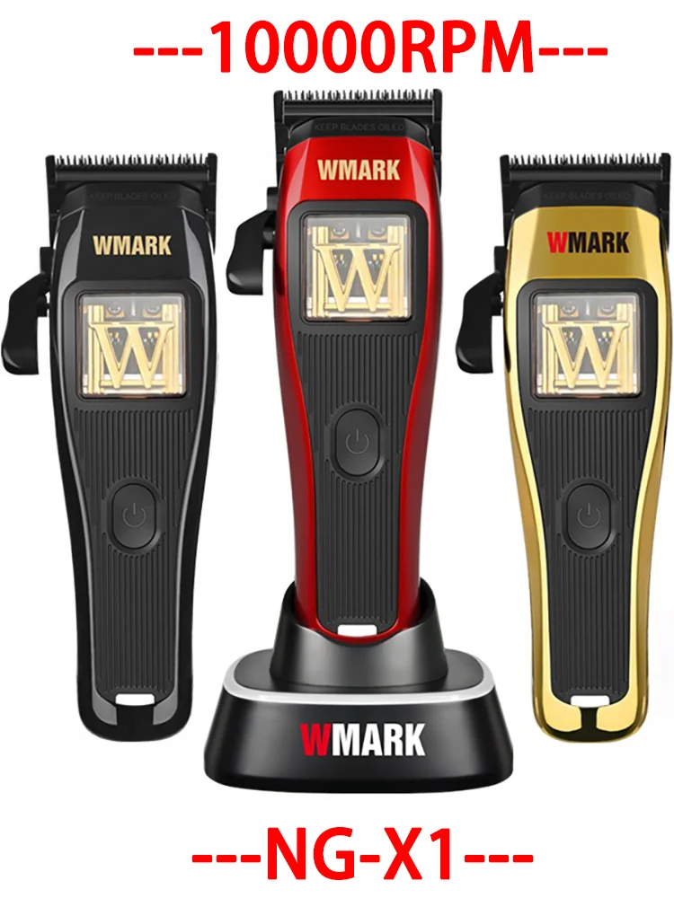 NG-X1 WMARK Professional Hair Clippers for Men,Microchipped Magnetic Motor 10000RPM 9V with Charge Stand,Cordless Cutter Trimmer