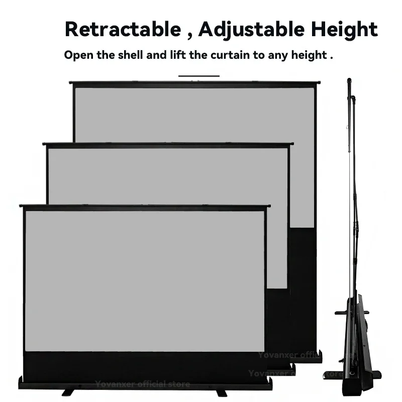 Lue's House Universal Portable Floor Standing Pull Up Projection Screen Grey Fiber Glass for Normal / UST Projectors 4K 3D Support All Sizes - Image 3