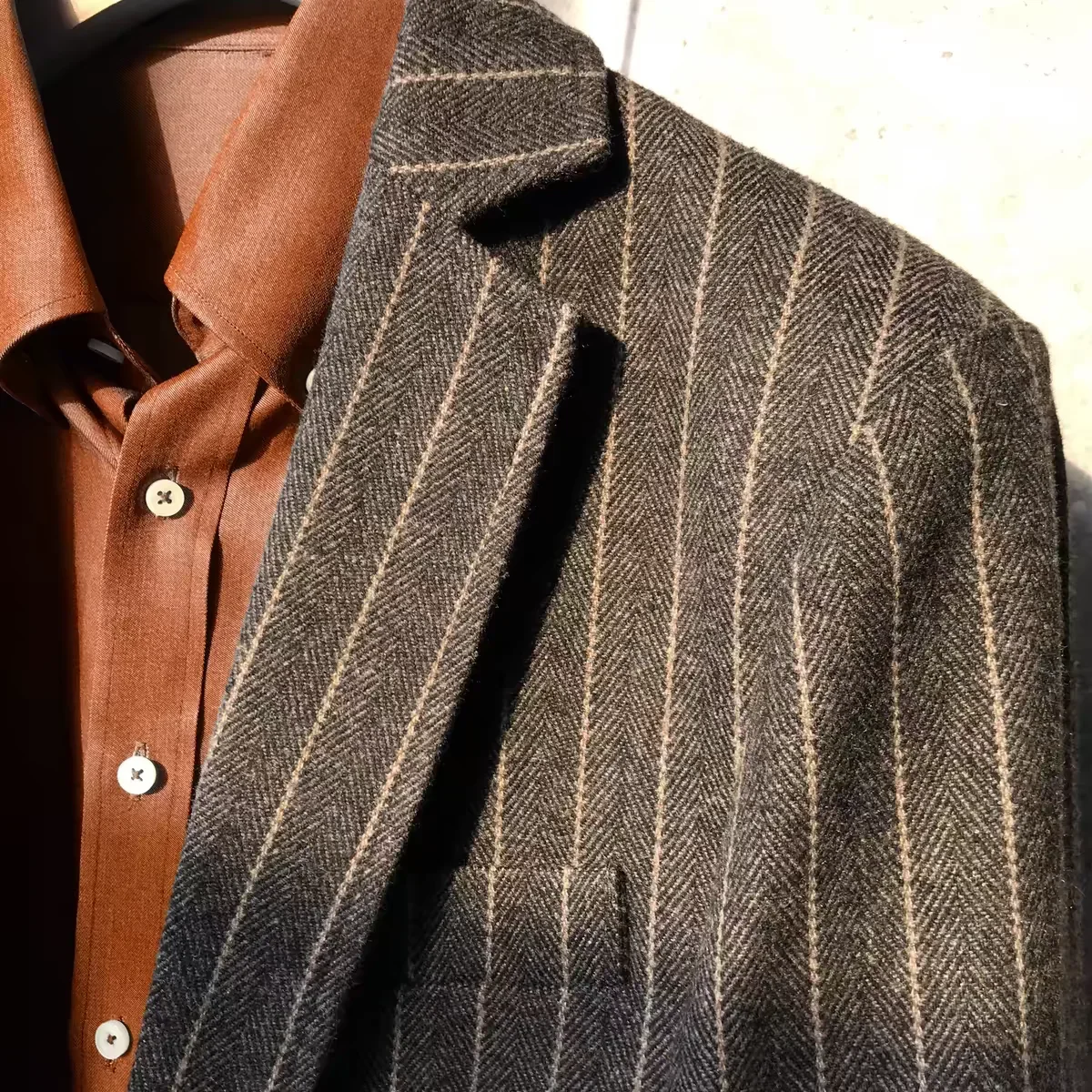 

24 New Retro Men's Striped Suit Casual Woolen Blazer Fashion Men's Clothing