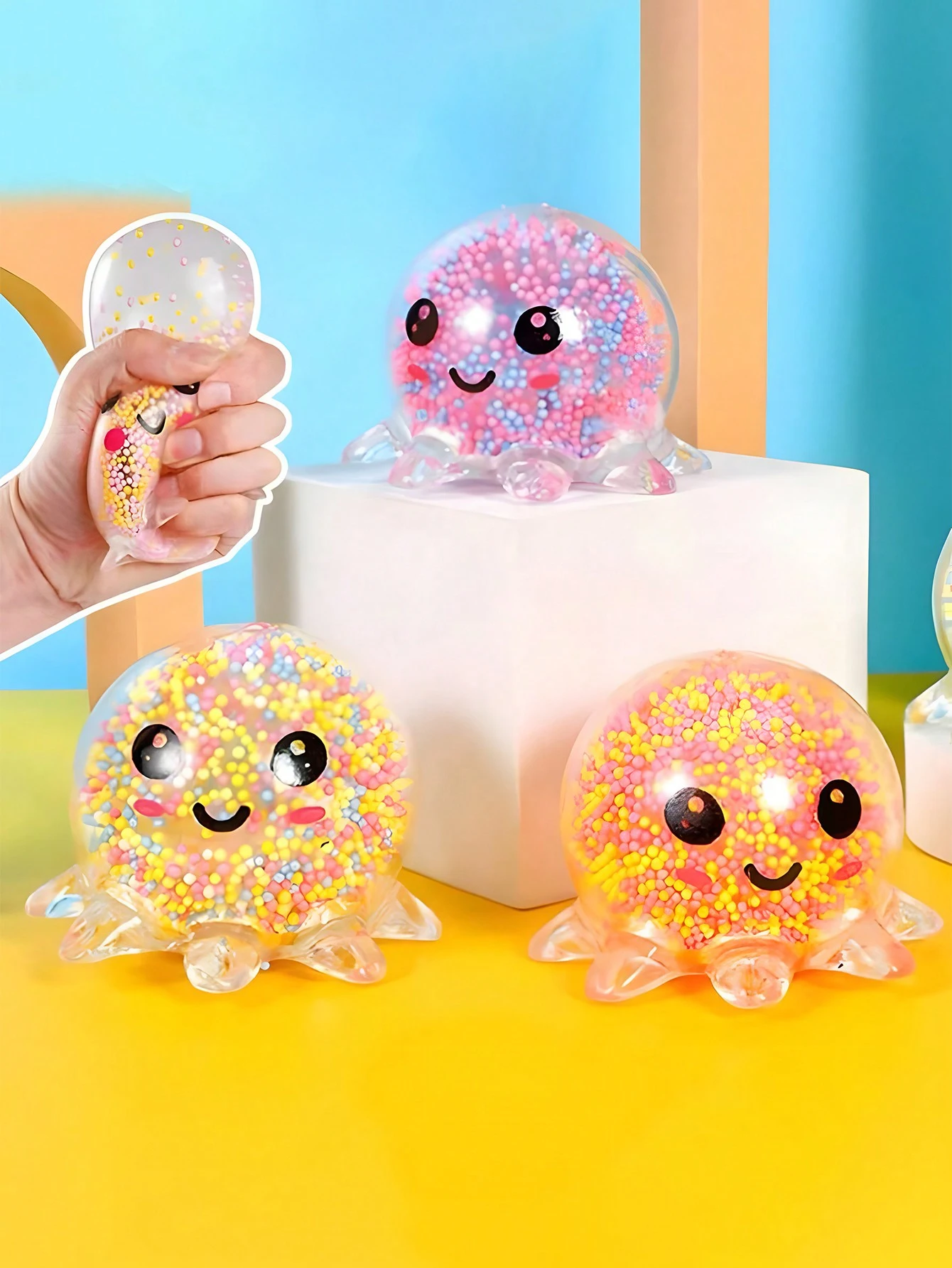 Random Color Soft Octopus Stress Ball Relief Toy Adult Fidget Toy 6 Pcs Stress Ball Basket Party Decoration Gift for Adults stress relief toys fidget toys party toys toy gift filler