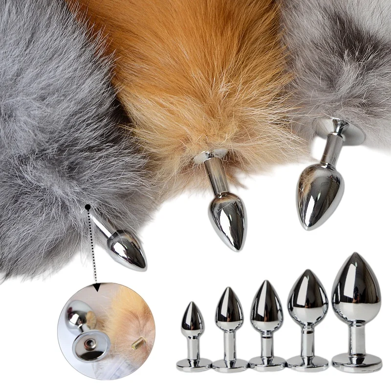 Separable Metal Anal Plug Real Fox Tail Role Play Butt Plug Anal Sex Tail Adult Products Sex Toy for Woman Couples Men Sexy Shop