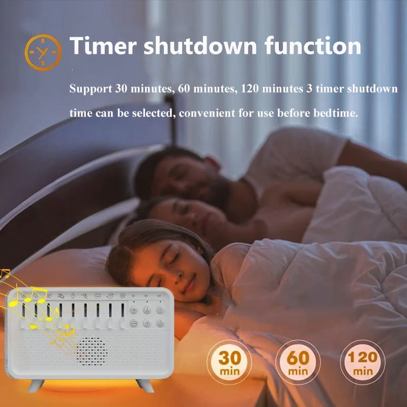 White Noise Bluetooth Speaker Sleep Aid Soundbar Timed Shutdown Simulated Flame Warm Night Light Music Player Aroma Humidifier