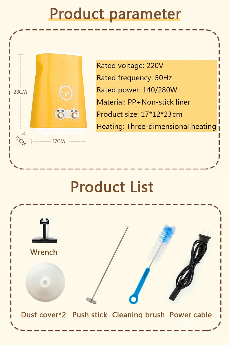 Description Picture 3 of itemAutomatic Rising Electric Egg Roll Maker Cup Breakfast Single/Double Omelette Master Fried Eggs Sausage Roller Boiler Machine EU