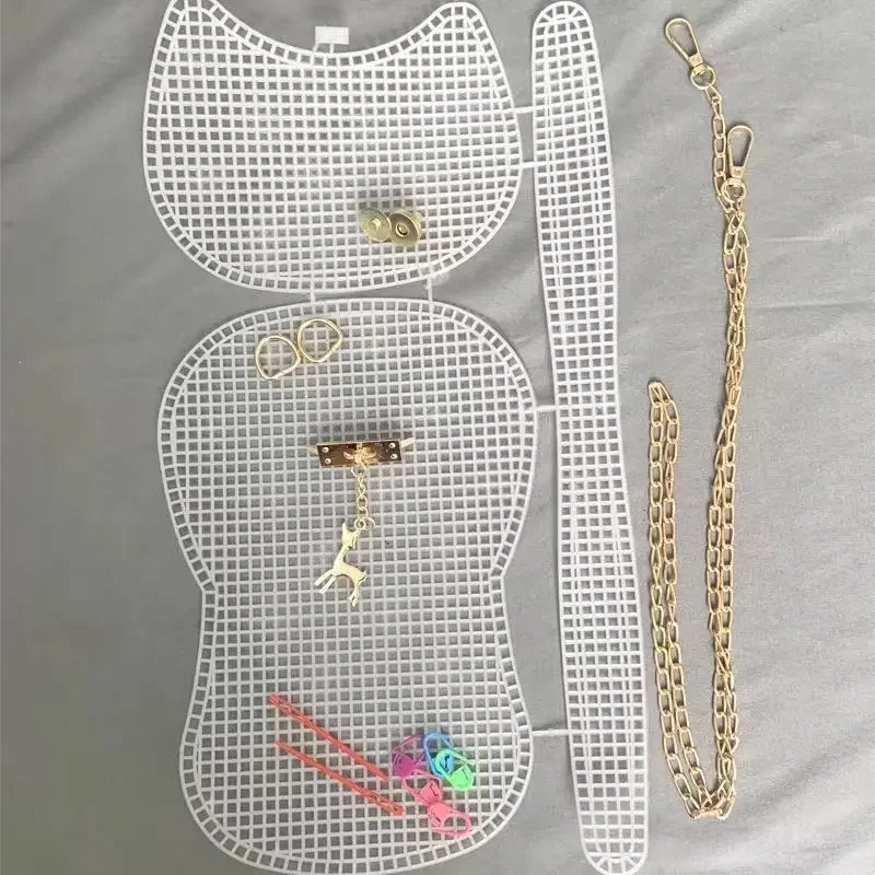 Craft supplies Weaving Plastic Mesh Kit With Metal Chain Buckle DIY Bag Accessories Weaving Tools Easy Knit Helper