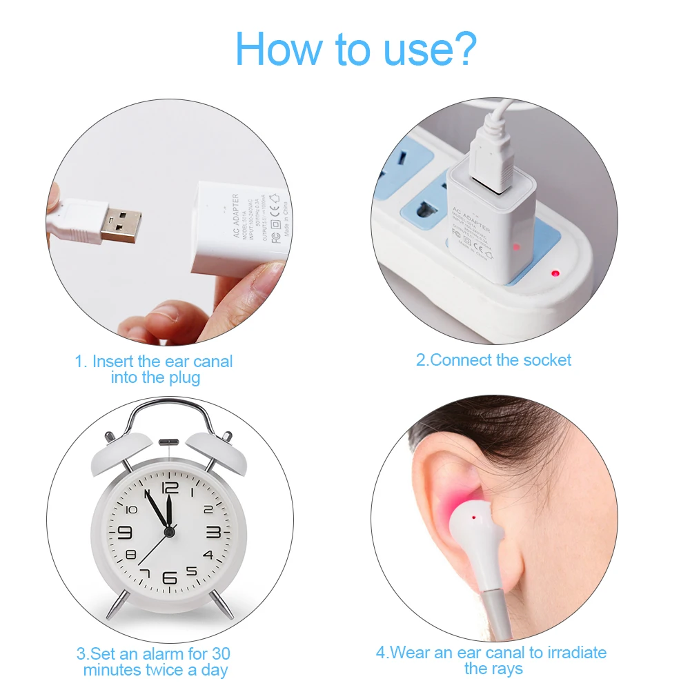 650nm Laser Physiotherapy Rhinitis Sinusitis Tinnitus Ear LLLT Irradiation Laser Therapy Earplug Otitis Media Deafness Treatment