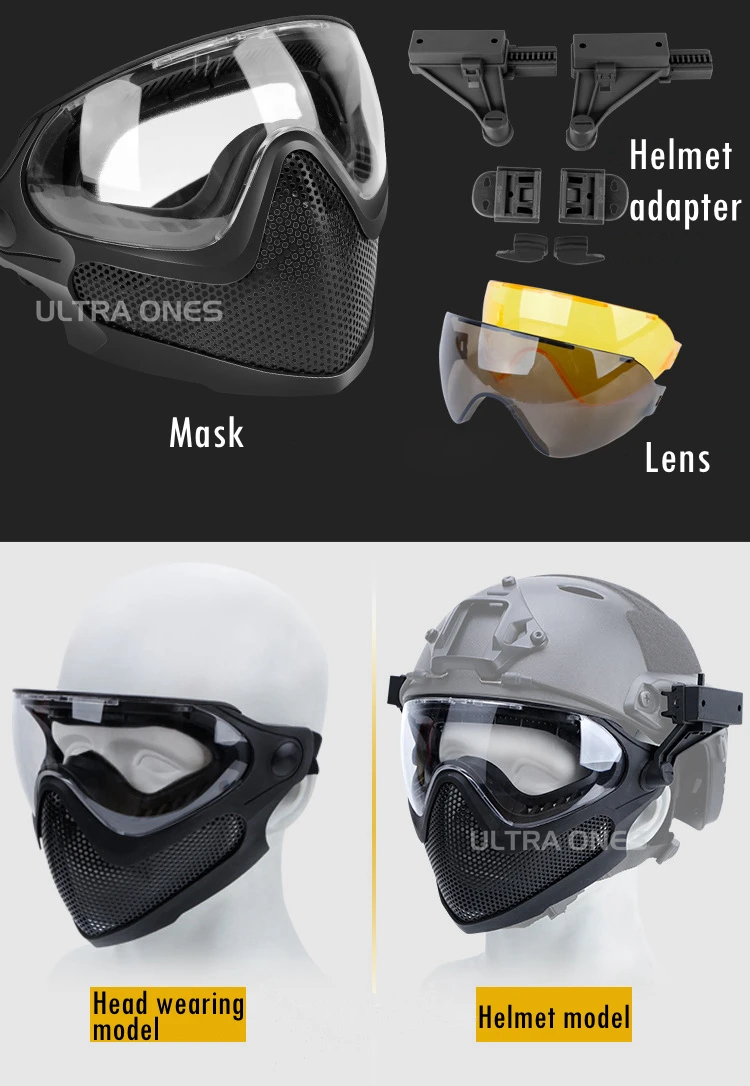  Máscara táctica Airsoft completa con gafas antivaho  desmontables para paintball, motocicleta, cosplay, fiesta de disfraces :  Todo lo demás