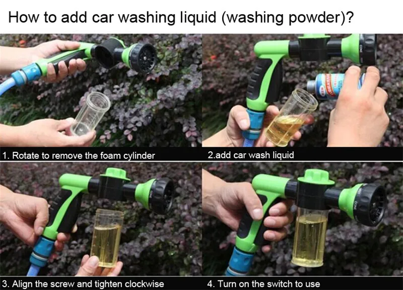 Garden Spray Water Gun Foam Sprayer Hose Nozzle High Pressure Sprinkler for Watering Plants Lawn Car Wash Showering Pet