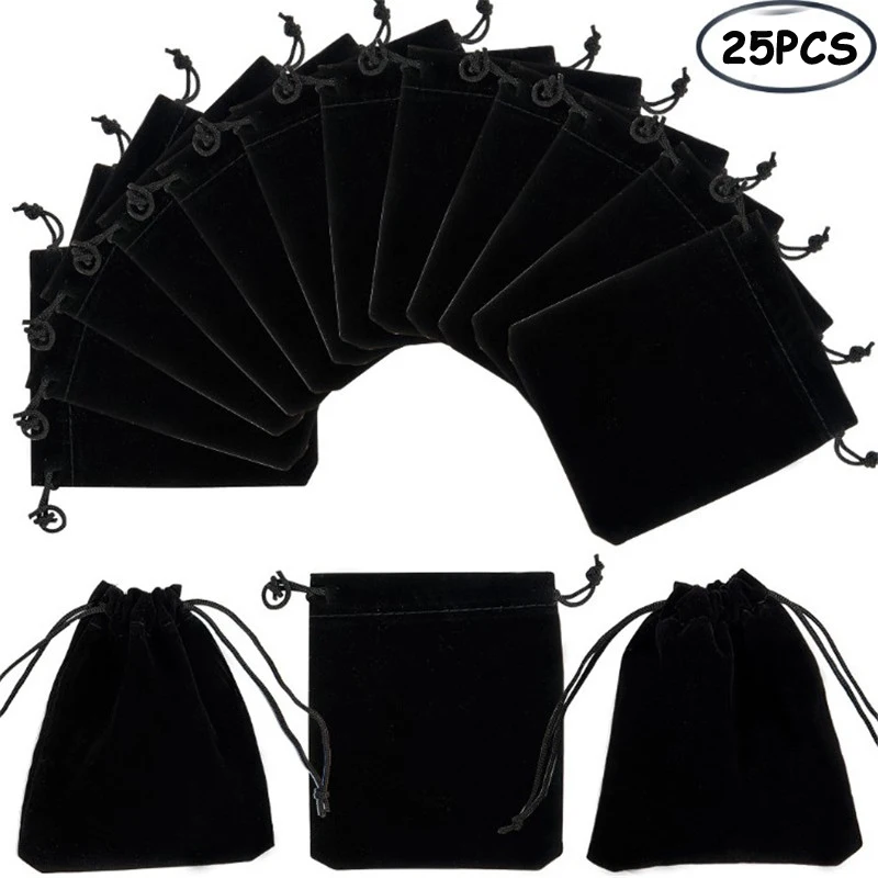 

25 Pieces Black Velvet Dice bag Packing bags 9*12cm Drawstring bags & Pouches for Board Games Piece Card Game