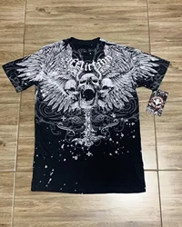 Y2K Gothic Skull Cross Streetwear Tee - Trendy Graphic T-Shirt - S (OOTD-1)
