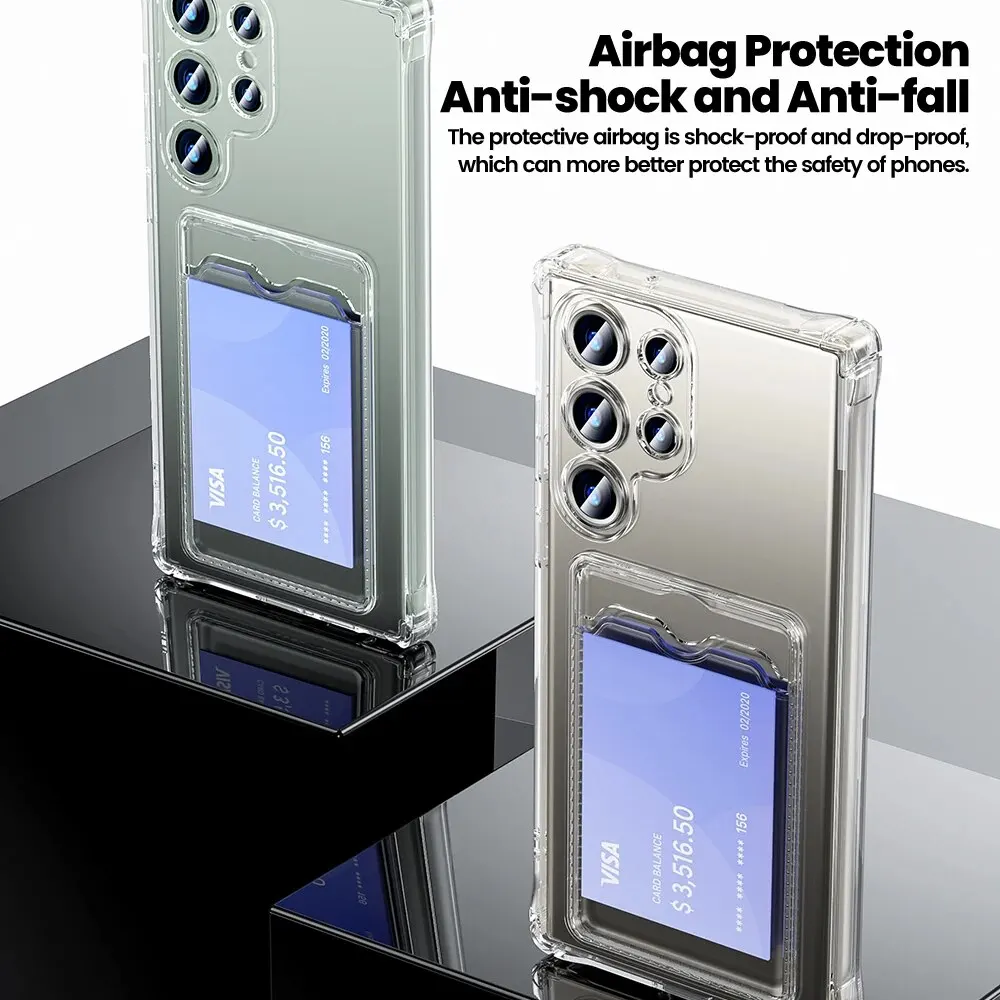 Toocki Transparent Shockproof Wallet Phone Case with Silicone Cover