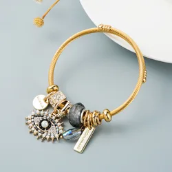 Elegant Stainless Steel Beaded Love Bracelet - 58 - 60mm (ZT9060 - 1)