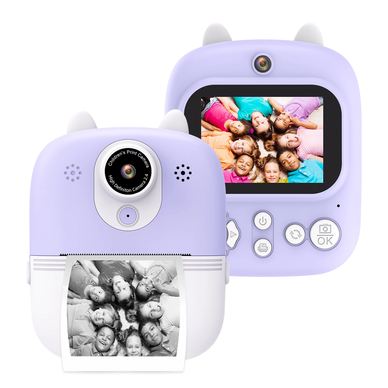 【New】3-in-1 Multifunctional Instant Camera Childeren's Instant Print Camera 2.4-inch IPS Screen Dual Lenses 12MP 32GB Memory