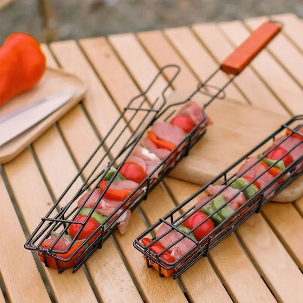 Mini Barbecue Cage BBQ Hot Dog Cage Outdoor Barbecue Basket Net BBQ Rack Stainless Steel