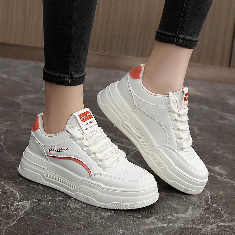 

White Chunky Sneakers Running Shoes Platform Shoes for Women Lace-up Casual Tenis Woman Street Platform Women Vulcanized Shoes