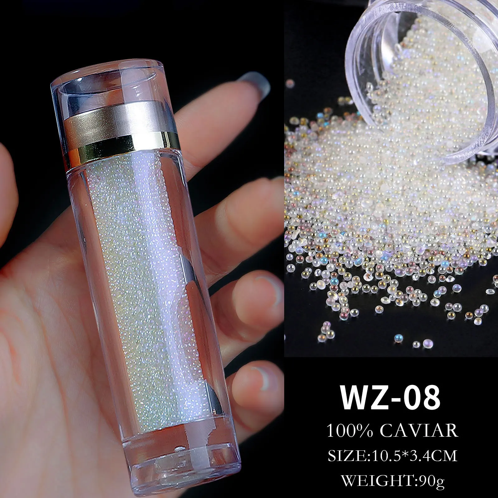 Glass Micro Mini Cut Glitter (1 of 2880PCS)-1.2mm (Clear AB, & Champagne)  Nail Design Kit Glitter Bling Sparkle Crystals