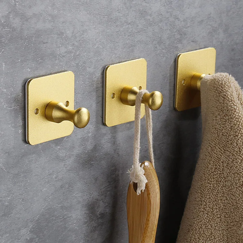 

3/2/1PCS Space Aluminum Strong Sticky Hook Metal Coat Hooks Clothes Hanger Key Holder Bathroom Organizer Kitchen Accessories