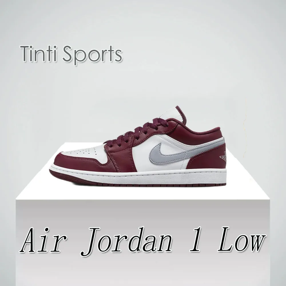 Nike Air Jordan 1 Low Men's basketball shoes Cushioned comfort casual shoes Trendy Classic Sneakers breathable Red&Silver men sport shoes