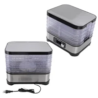 Food Drying Machine 5 Tray Food Dehydrator Stainless Steel Adjustable Temperature Settings EU Plug 220V BPA for Home for 2