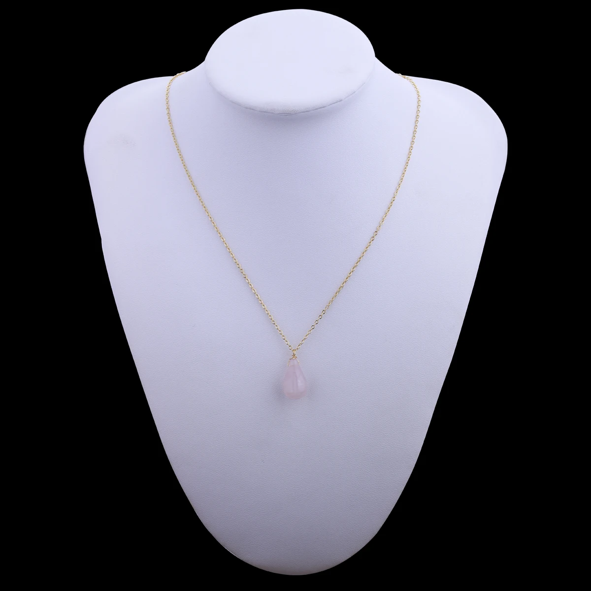 Natural Crystal Water Drop Rose Quartz Opal Pendant Necklace Energy Stone Healing Meditation Yoga Gift