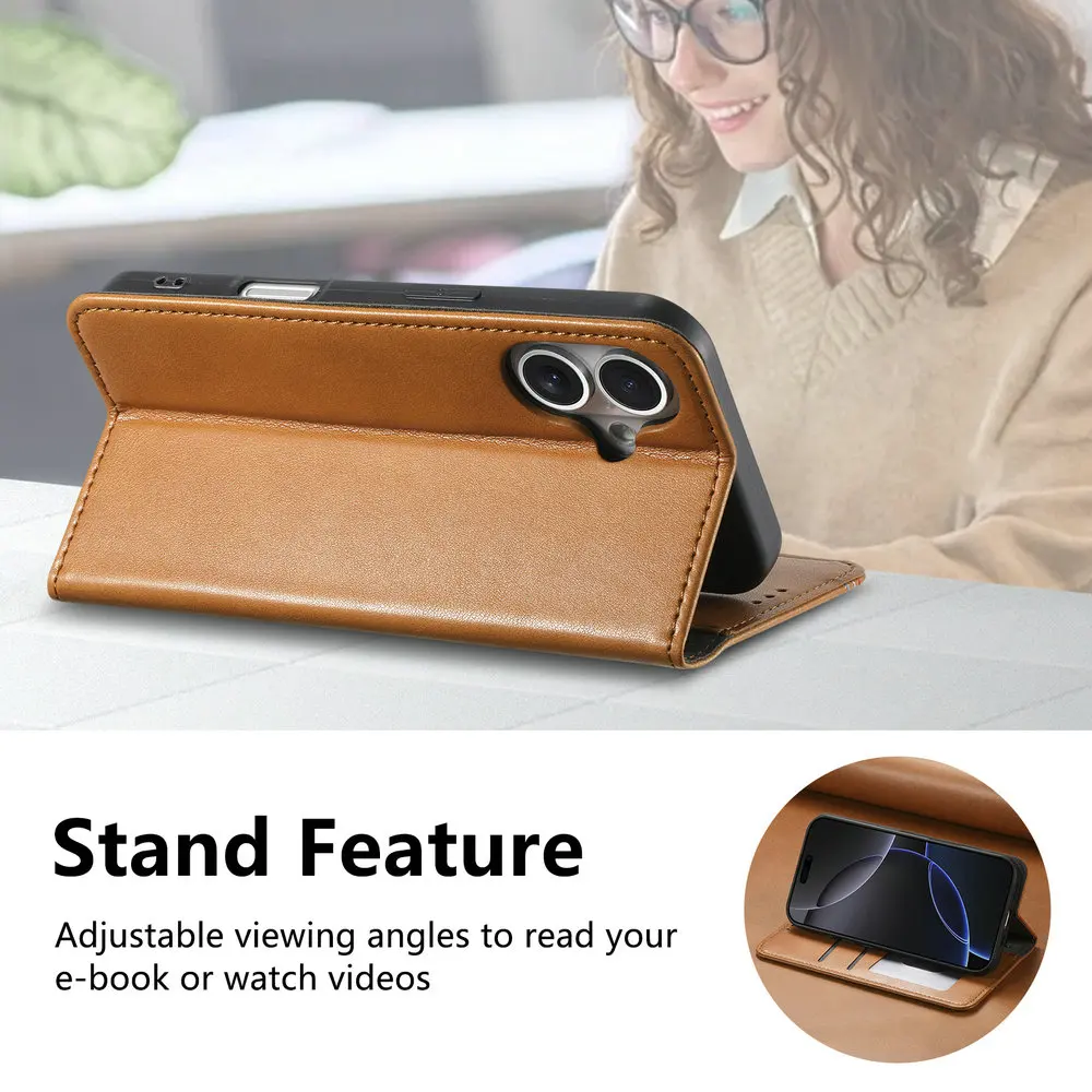 Leather Wallet Flip Case with Magnetic Closure