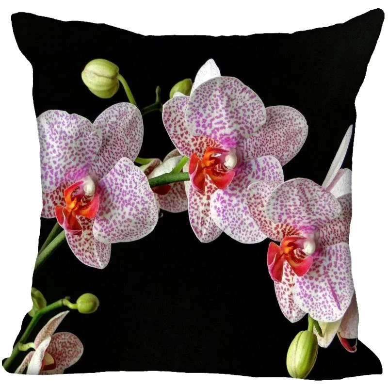 

New Arrival Orchid Flower Pillow Case High Quality Satin Fabric Pillowcase Decorative Pillow Cover Wedding Decorative