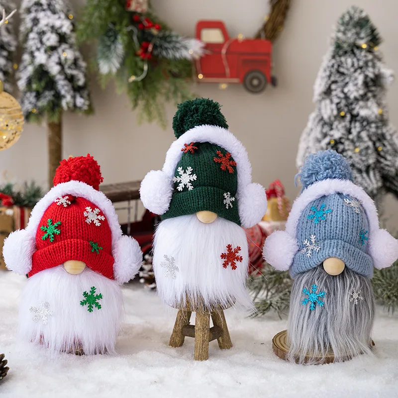 

Christmas Outfit Supplies Dwarf Doll Knitted Earmuffs Snowflake Rudolph Ornaments Christmas Party Decoration Prop Accessories
