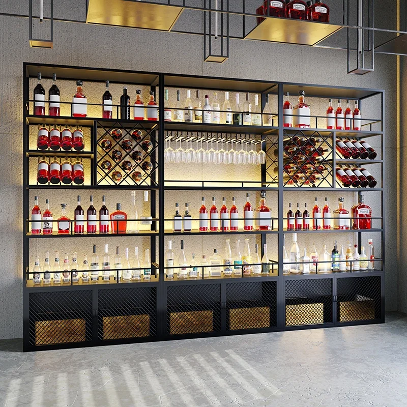 Metal Commercial Wine Cabinets Display Liquor Whisky Mobile Wine Cabinets Corner Bottle Modern Mueble Para Vino Bar Furniture