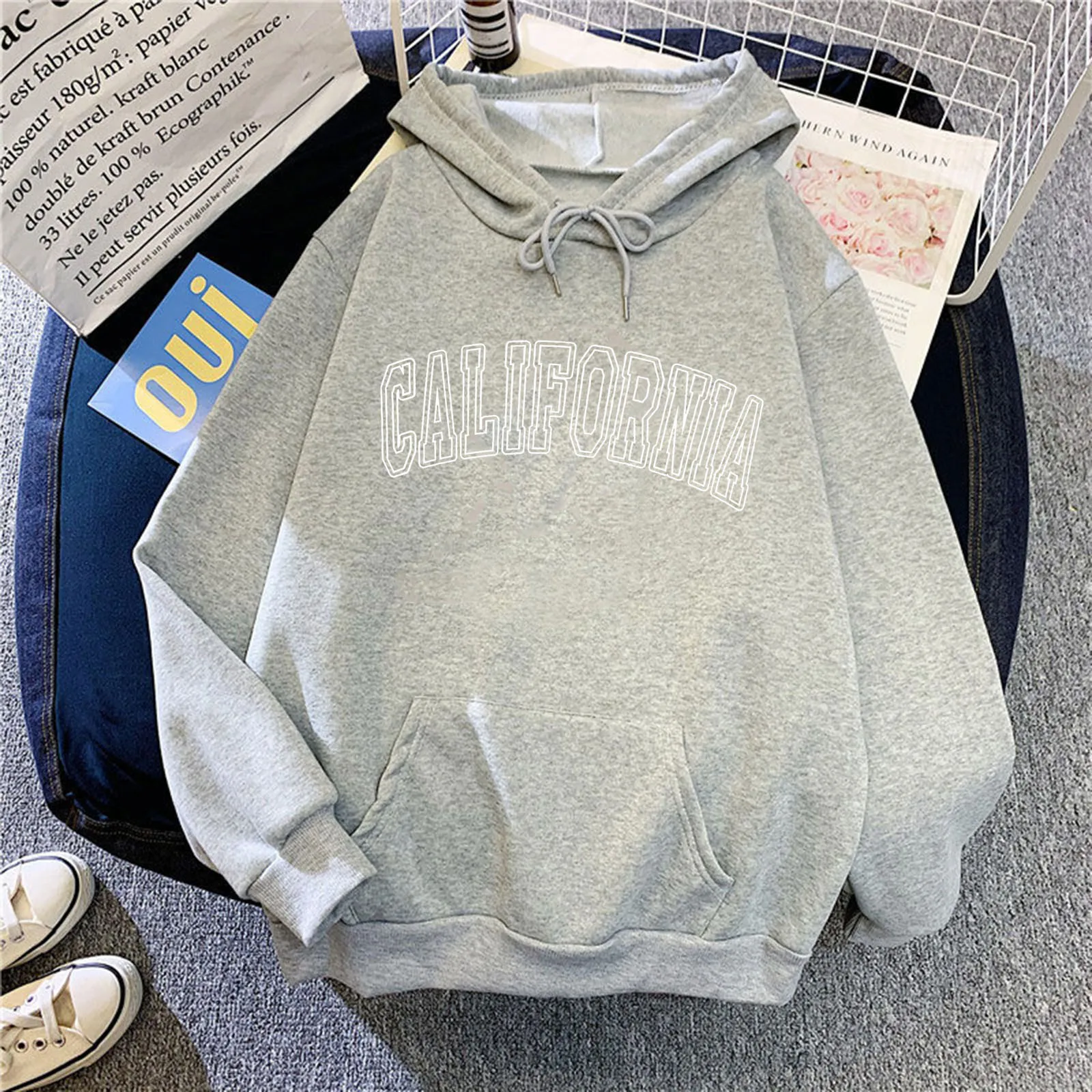 

Hot Sale Warm Oversize Printing Women Sweatshirt 2023 Autumn Winter Fleece Loose High Quality Casual Hoodies Solid Letter Hooded
